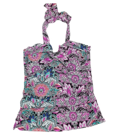 Leilani Beach House Lux Ruched Side Tankini Top in Vivid Floral Paisley Print - Picture 4 of 7